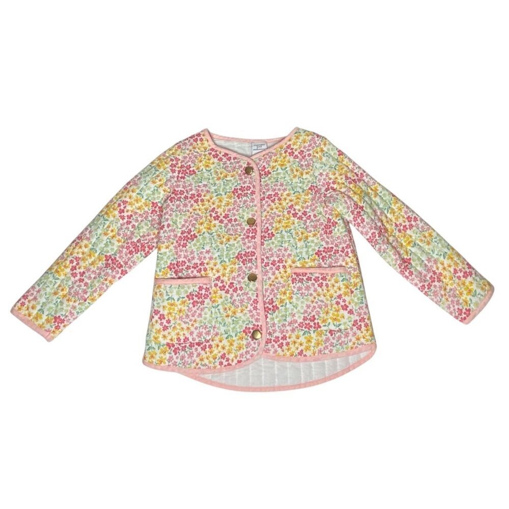 Cupcakes and Cashmere Quilted Jacket Toddler Girls 4T Pink Floral Snap Up